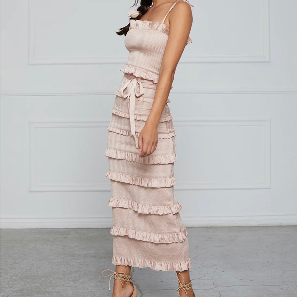 V.Chapman Dusty Rose Pink Wedding Guest/Bridesmaid Midi Dress